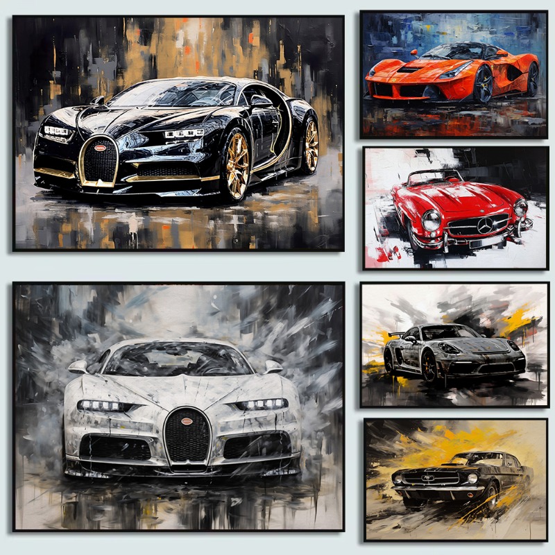 Luxury Lifestyle Cars - Vintage Yağlıboya Tarzı Arabalar Posteri Lüks