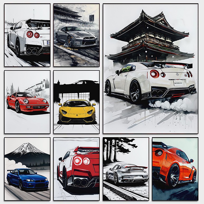 Luxury Lifestyle Cars - Japon Tarzı Supercar Duvar sanat posterleri