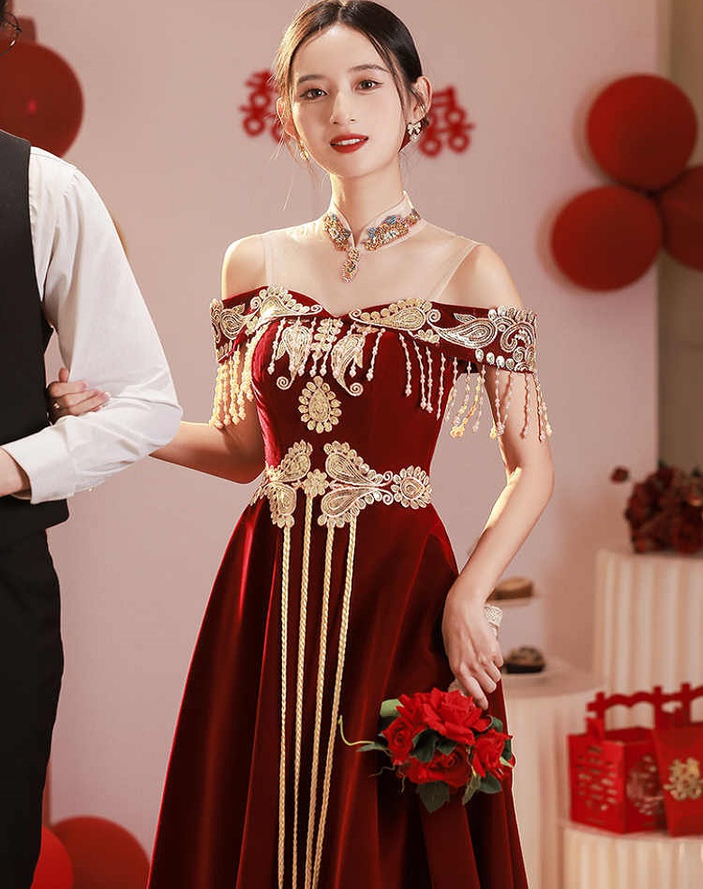 Luxury Lifestyle Dress - Çin Tarzı Tost Elbisesi Gelinin Cheongsam