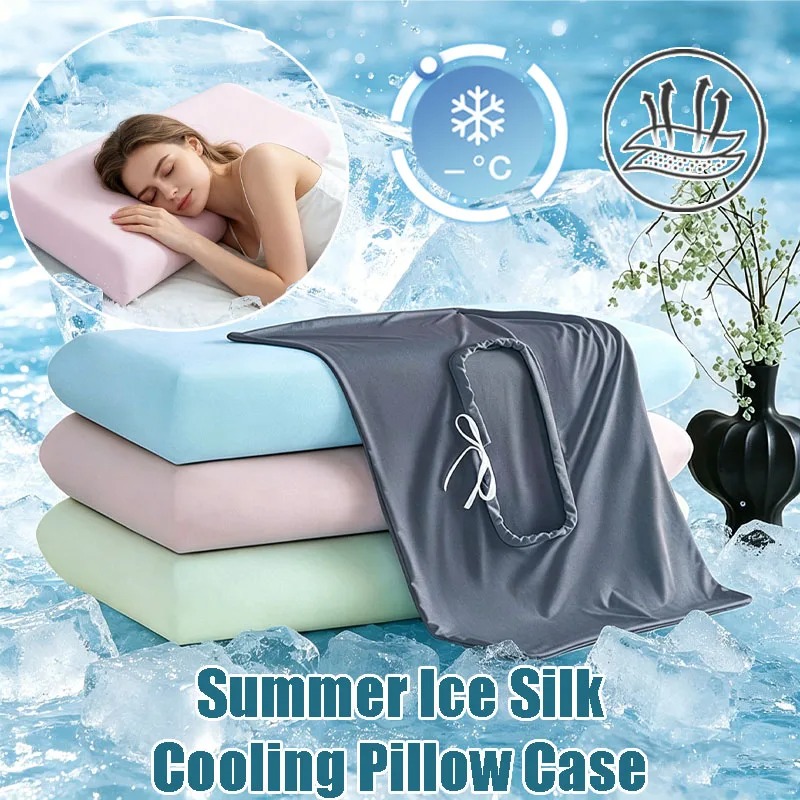 Silk Pillowcase Set - 1 takım yaz buz ipek soğutma